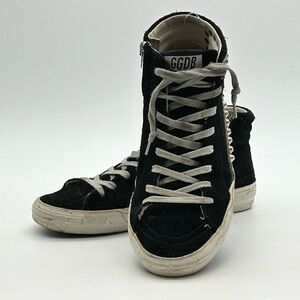 Golden Goose Black High-Top Sneakers with White Laces size 37